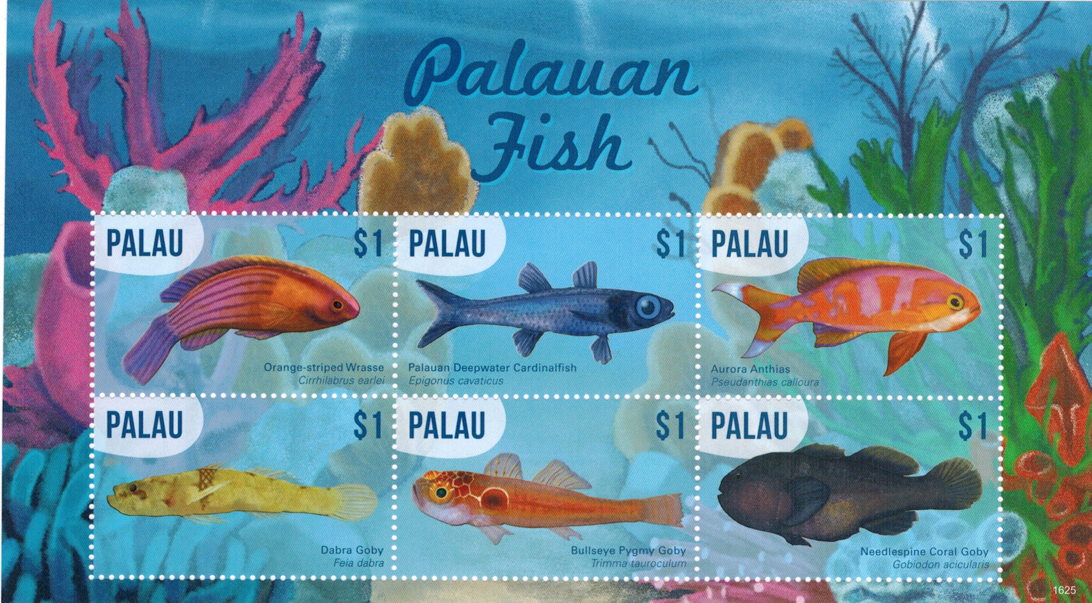 Каталог stampworld. Марки Палау фауна. Palauan.