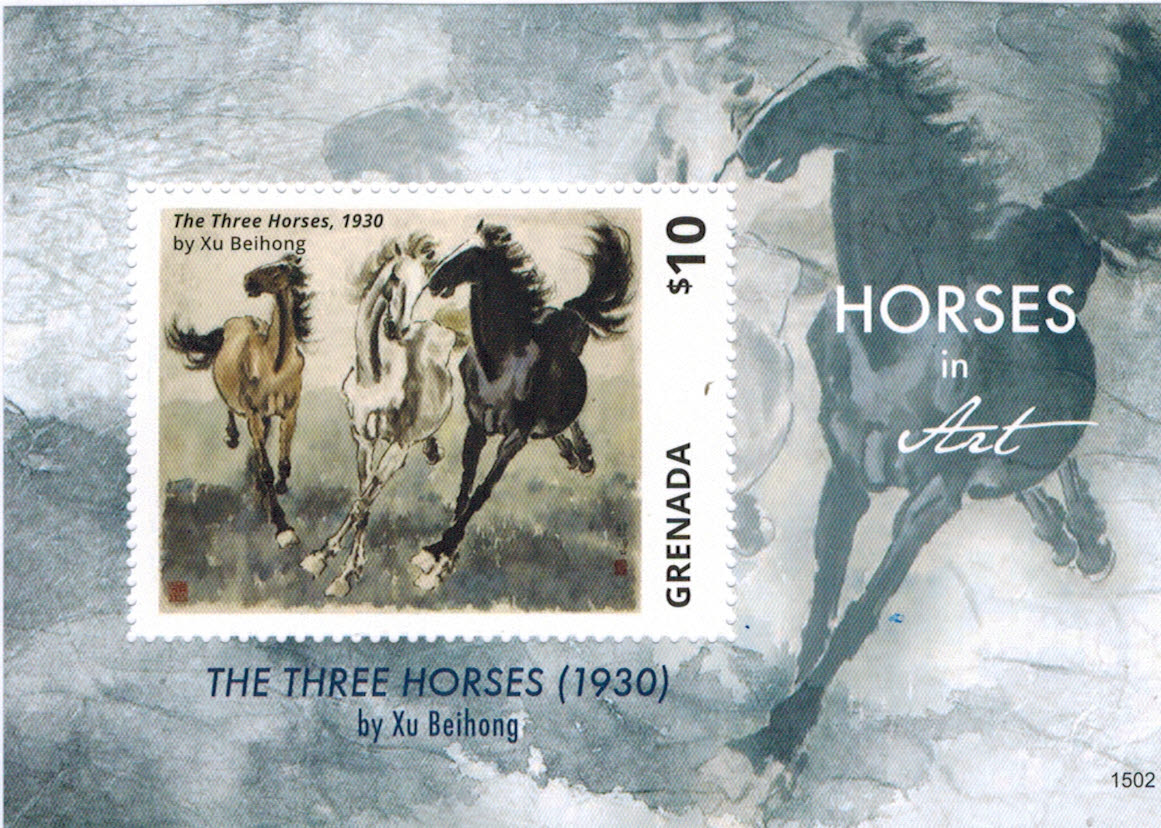 Лошадь 3 рубля. Лошади на почтовых марках. Три лошади бренд. Живопись на марках Гренады.